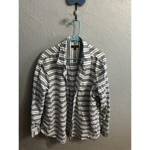 Club Room Long Sleeve White & Blue  Striped Shirt‎ Men Size XXL